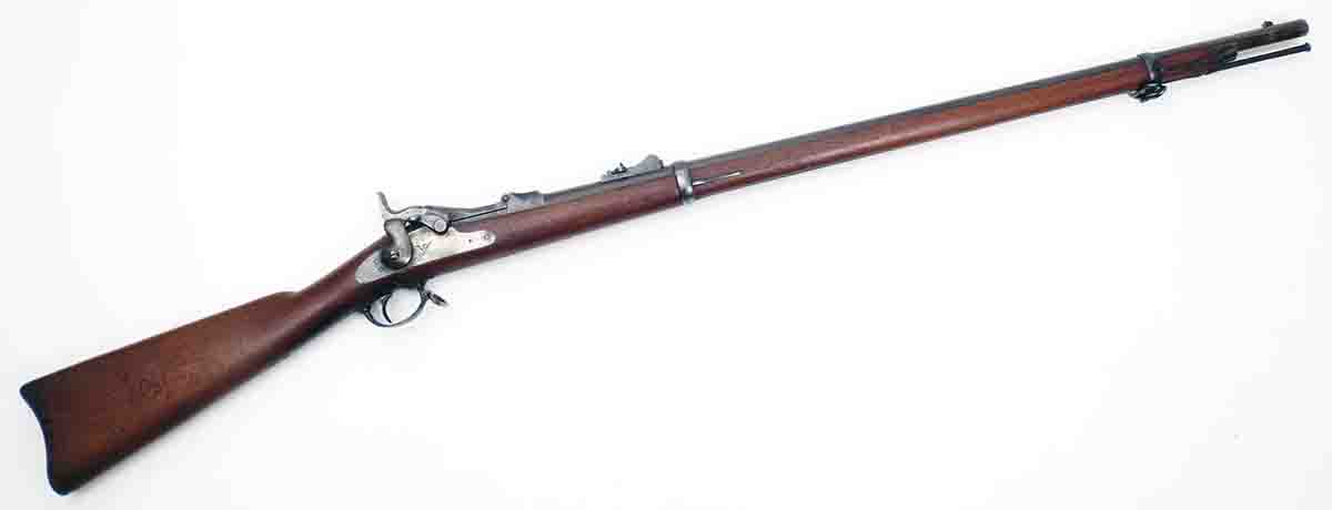 The introductory rifle for the new 45 Gov’t/45-70 round was the Model 1873 Springfield, which was nicknamed the “trapdoor.”